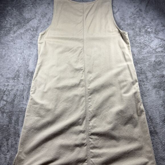 LL Bean Camp Dress Pockets Maxi Khaki Lagenlook Gorpcore Minimalist Size 14 E155 - Picture 3 of 9